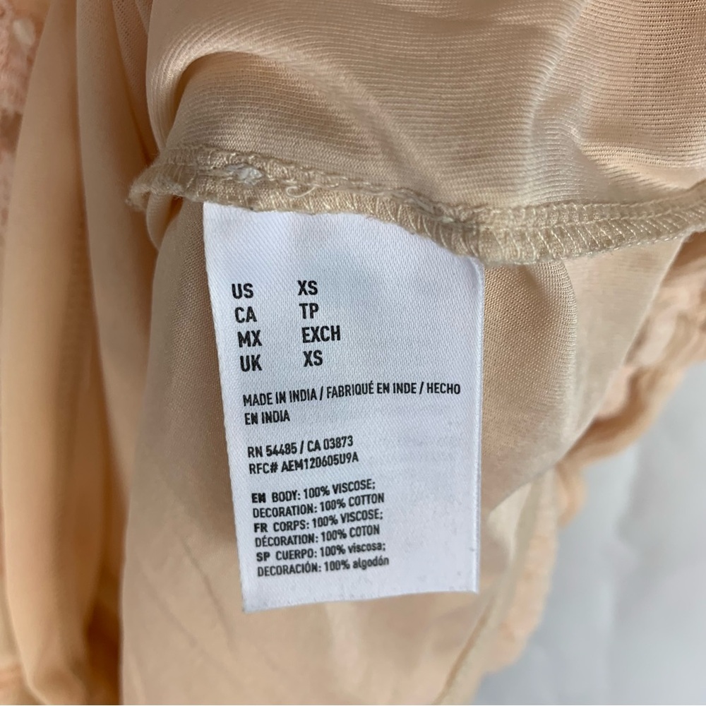 American Eagle Waist Defined Lace Crochet Romper in Peachy Pink - Picture 8 of 8